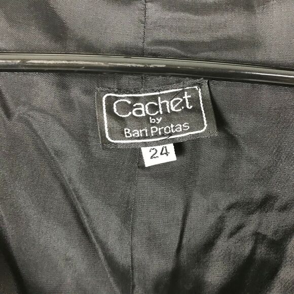 Vintage 1990s Cachet Bari Protas Blazer Plus Size 24 Black Sequin Chiffon Accent - Picture 5 of 8